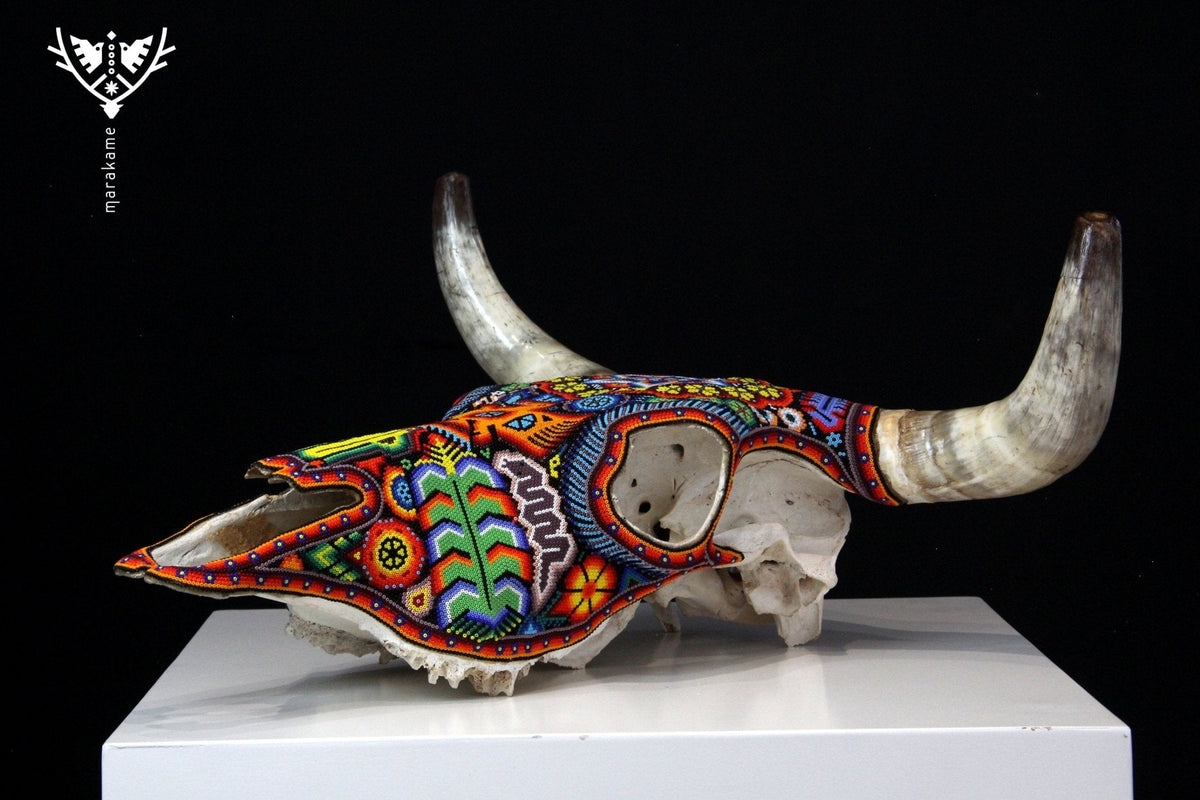 Craneo de vaca Arte Huichol - Wexik+a - Arte Huichol - Marakame
