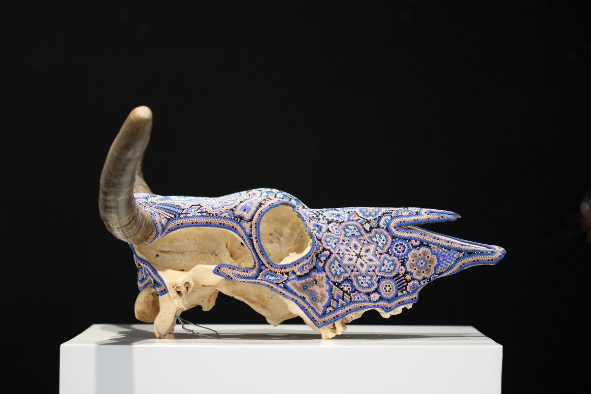 Cráneo de vaca Arte Huichol - Wexikia II - Arte Huichol - Marakame