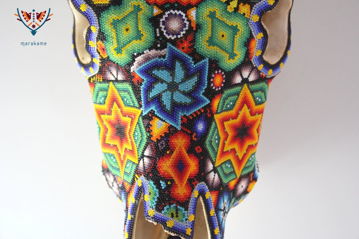 Cráneo de vaca Arte Huichol - Xurawe - Arte Huichol - Marakame