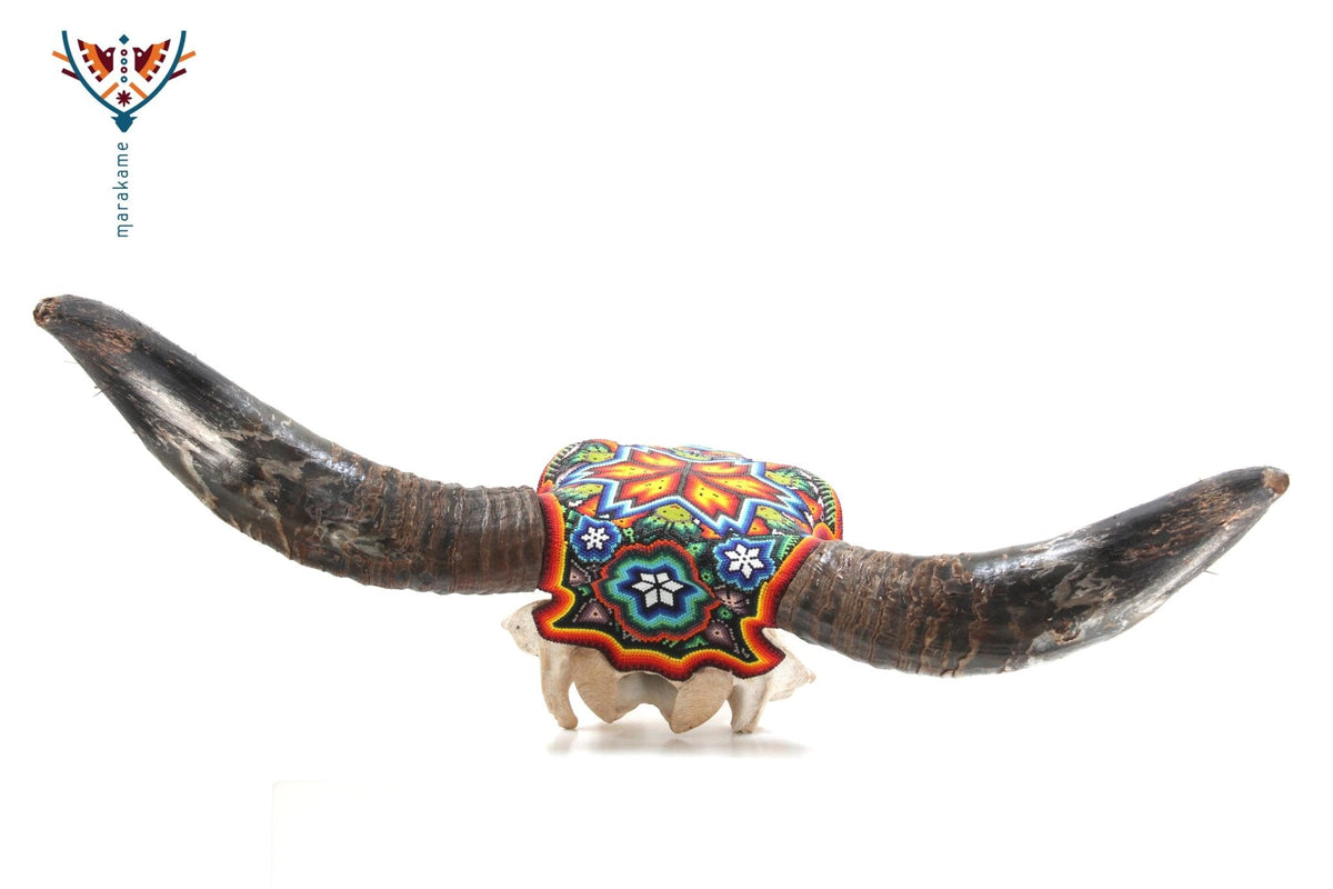 Cráneo de vaca Arte Huichol - Xurawe - Arte Huichol - Marakame