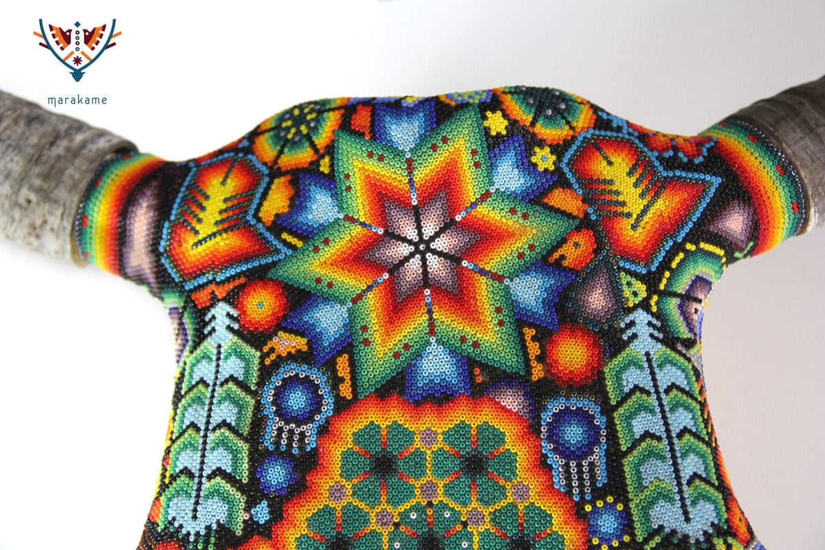 Cráneo de vaca Arte Huichol - Xurawe - Arte Huichol - Marakame