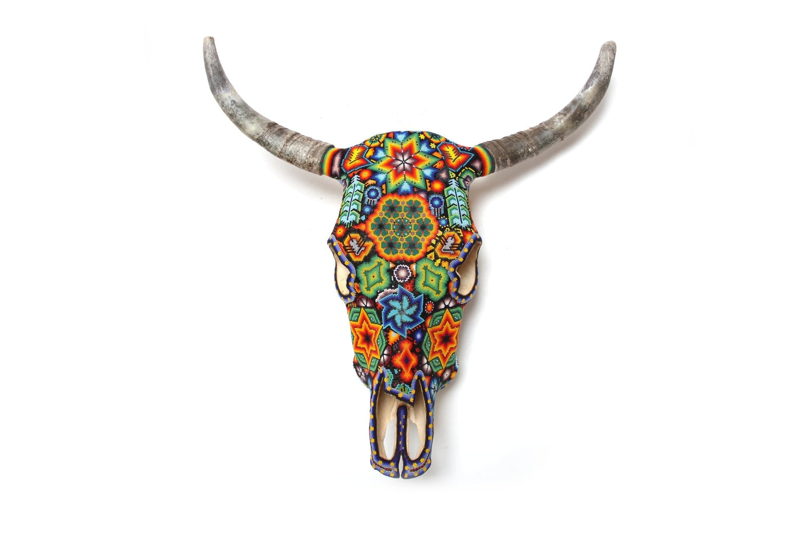 Cráneo de vaca Arte Huichol - Xurawe - Arte Huichol - Marakame