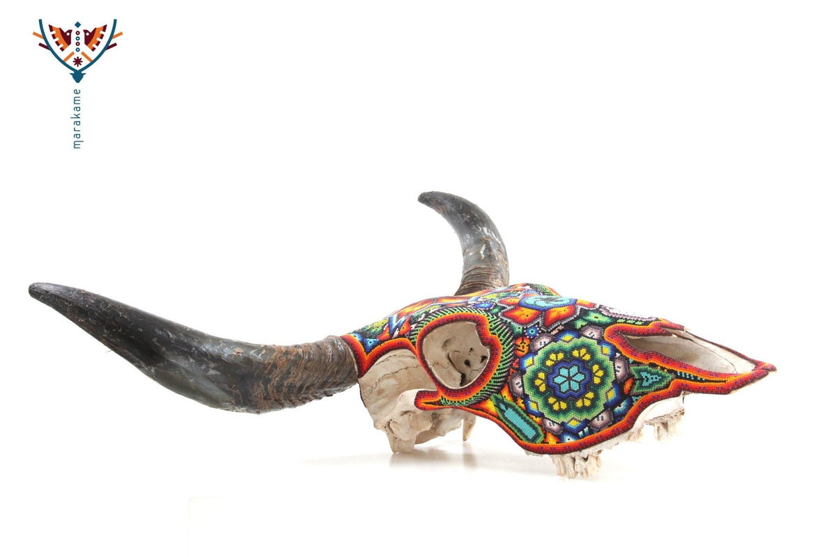 Cráneo de vaca Arte Huichol - Xurawe - Arte Huichol - Marakame