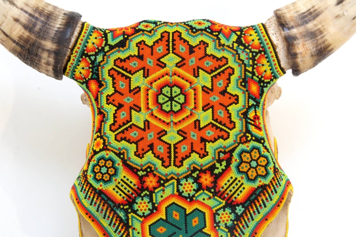 Cráneo de vaca Arte Huichol - Xurawe I - Arte Huichol - Marakame