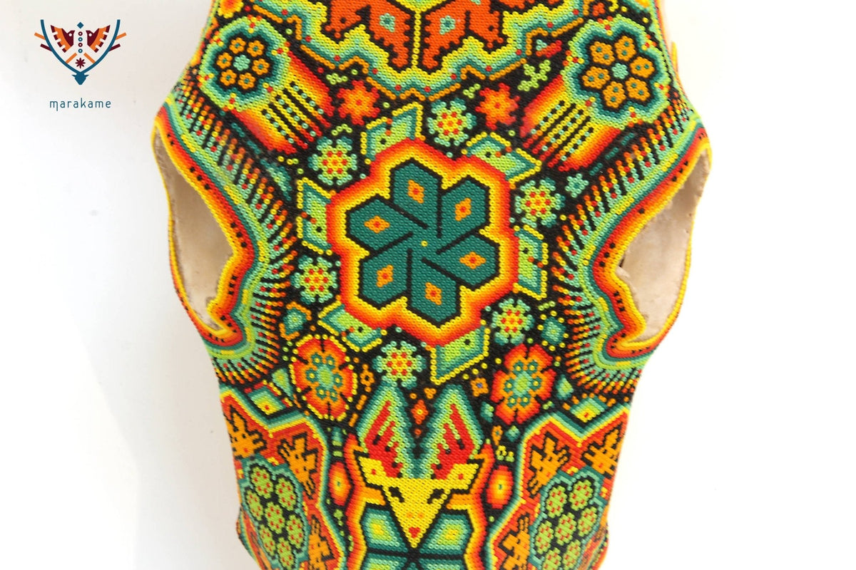 Cráneo de vaca Arte Huichol - Xurawe I - Arte Huichol - Marakame