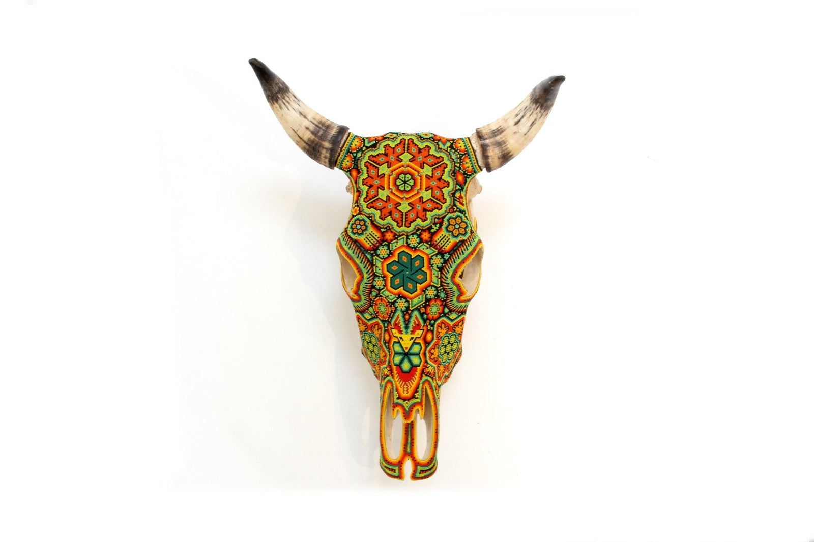 Cráneo de vaca Arte Huichol - Xurawe I - Arte Huichol - Marakame