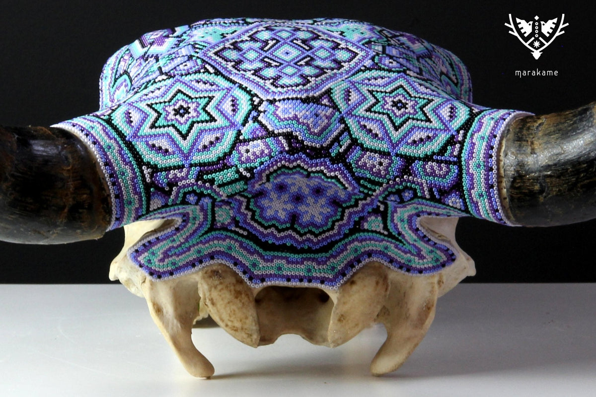Cráneo de vaca Arte Huichol - Xurawe II - Arte Huichol - Marakame