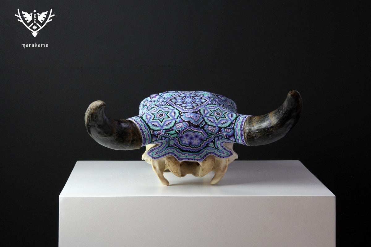 Cráneo de vaca Arte Huichol - Xurawe II - Arte Huichol - Marakame