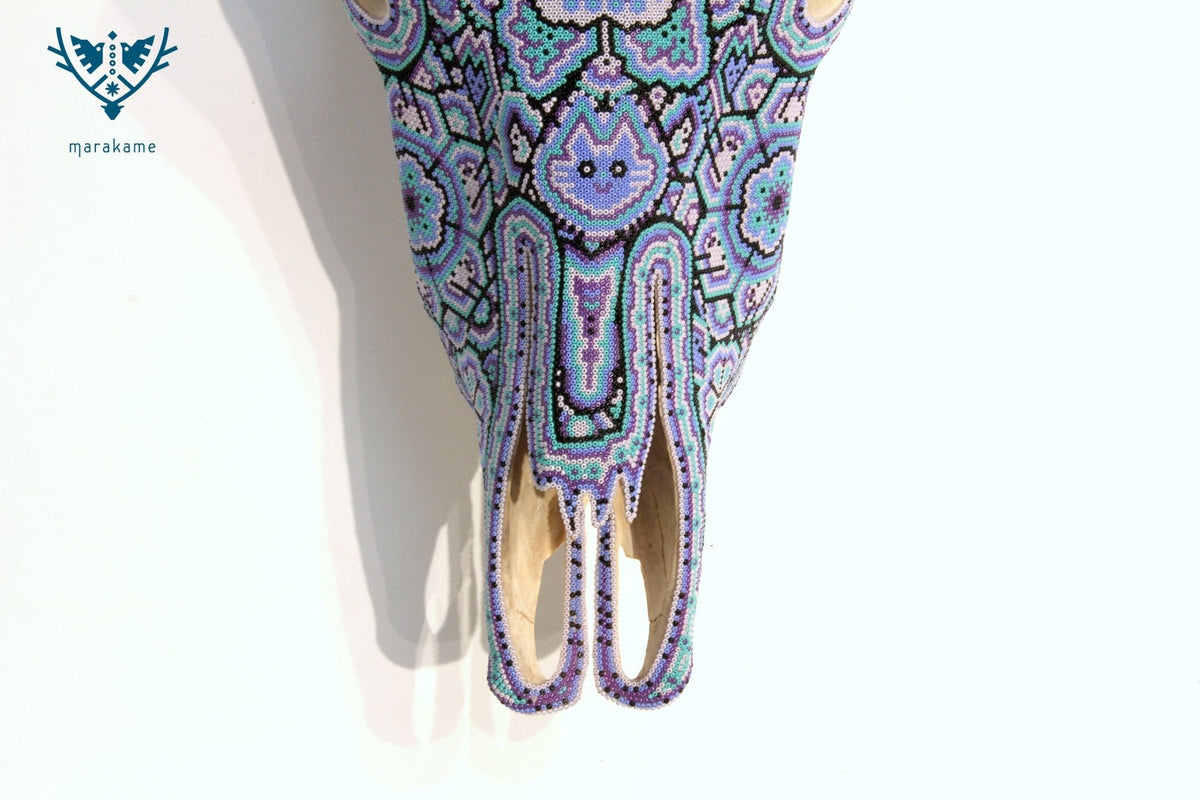 Cráneo de vaca Arte Huichol - Xurawe II - Arte Huichol - Marakame