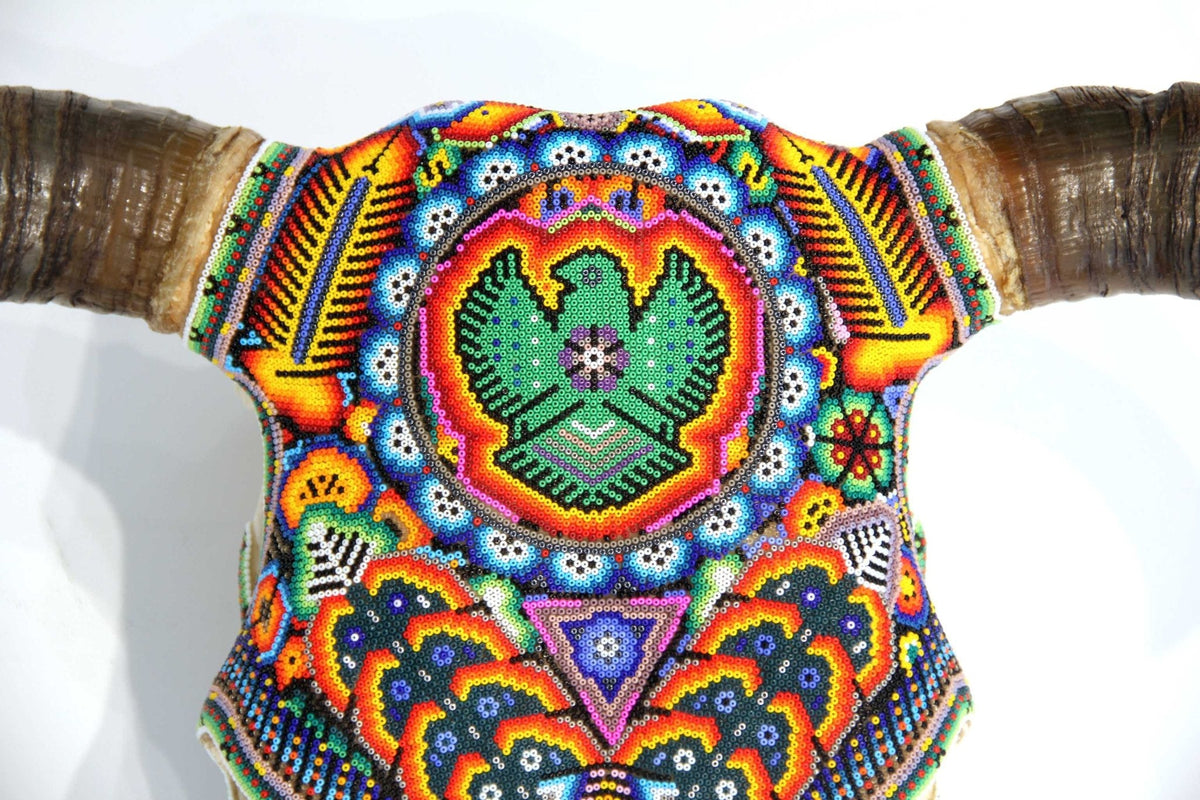 Cráneo de vaca Arte Huichol - Xurawe wexik+a - Arte Huichol - Marakame