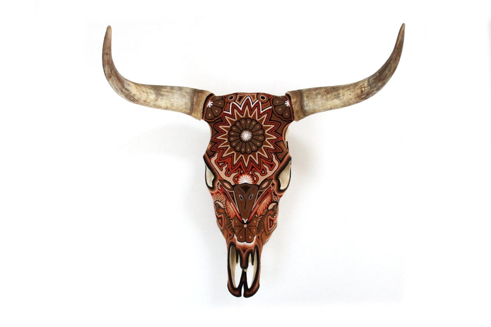 Cráneo de vaca Estambre Huichol - Maxa kuaxi - Arte Huichol - Marakame