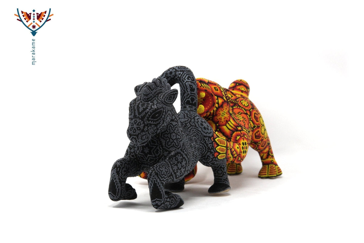 Escultura Arte Huichol - Cacería de caballo - Tura hirie - Arte Huichol - Marakame