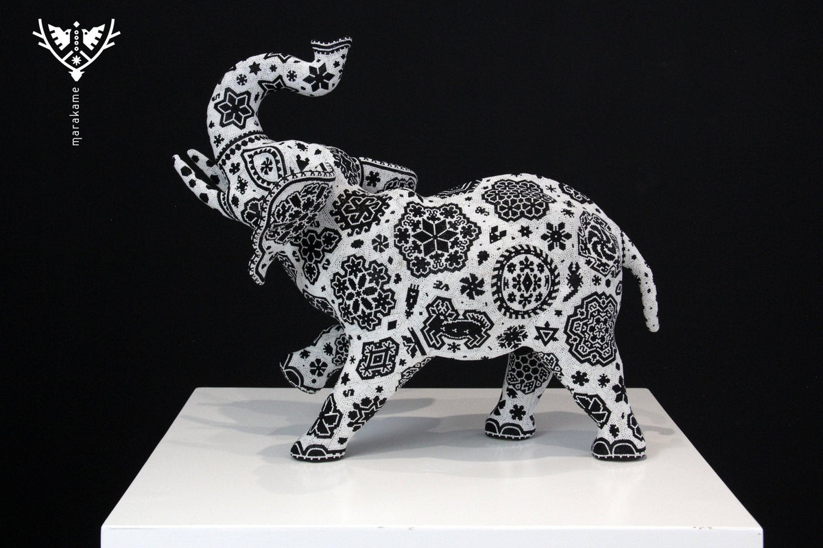 Escultura Arte Huichol - Elefante Xurawe - Arte Huichol - Marakame