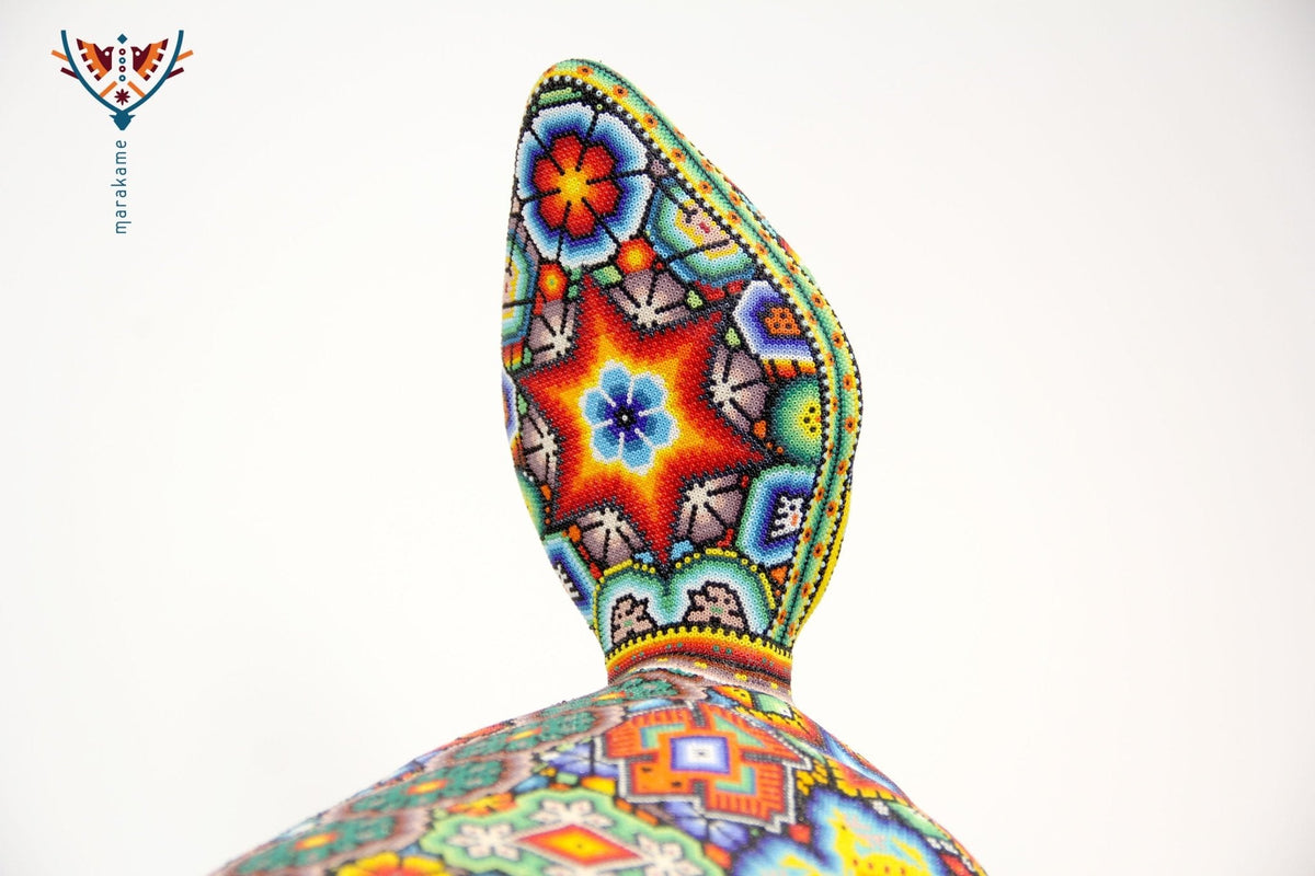Escultura Arte Huichol - Venadito saltando - Maxa utsik+kame - Arte Huichol - Marakame