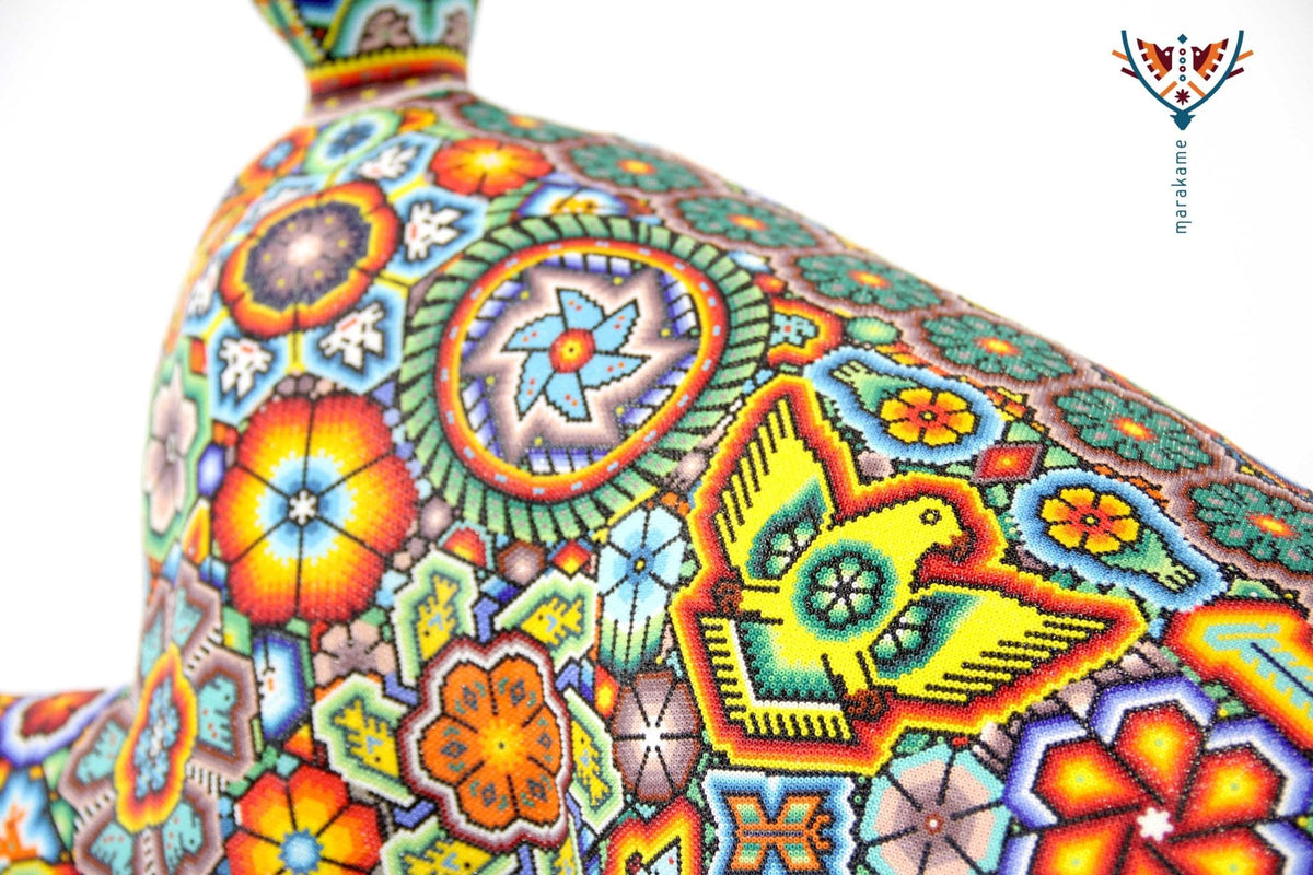 Escultura Arte Huichol - Venadito saltando - Maxa utsik+kame - Arte Huichol - Marakame