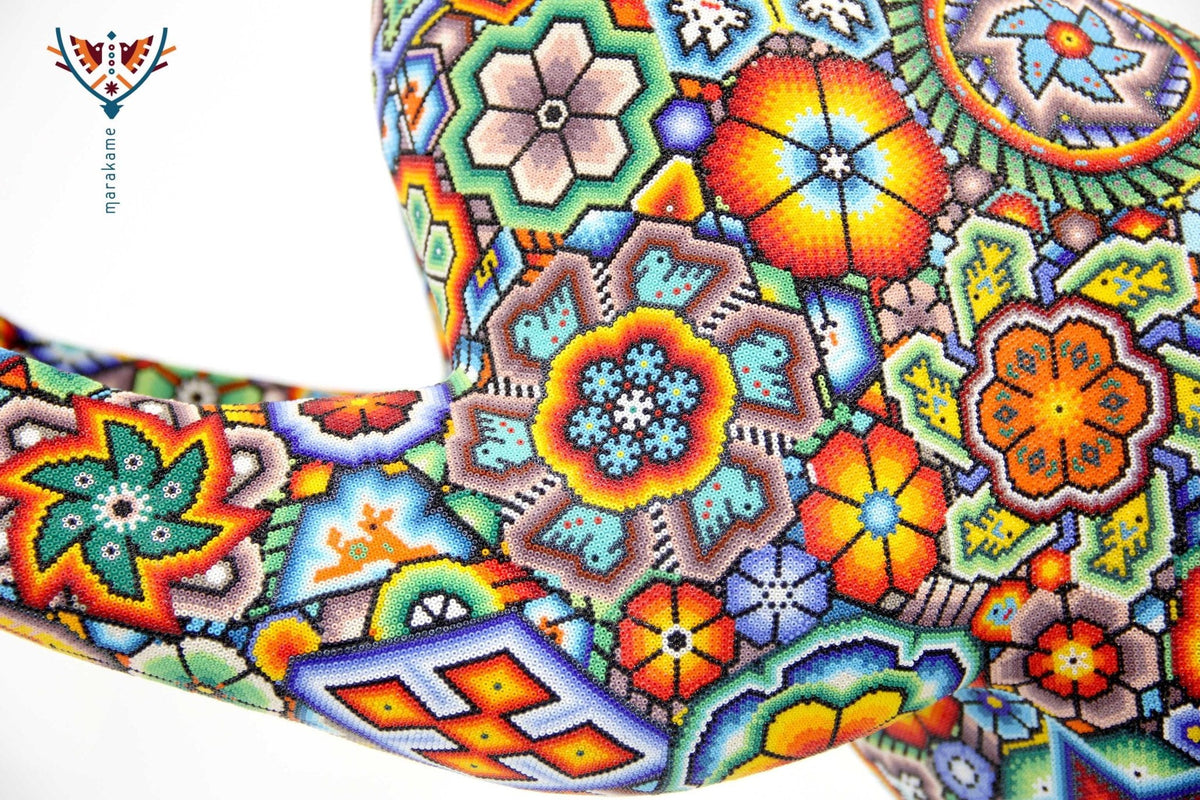 Escultura Arte Huichol - Venadito saltando - Maxa utsik+kame - Arte Huichol - Marakame