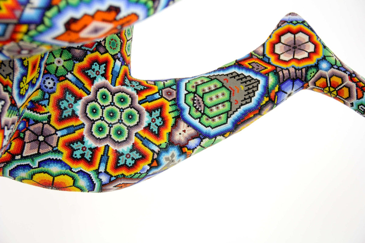 Escultura Arte Huichol - Venadito saltando - Maxa utsik+kame - Arte Huichol - Marakame