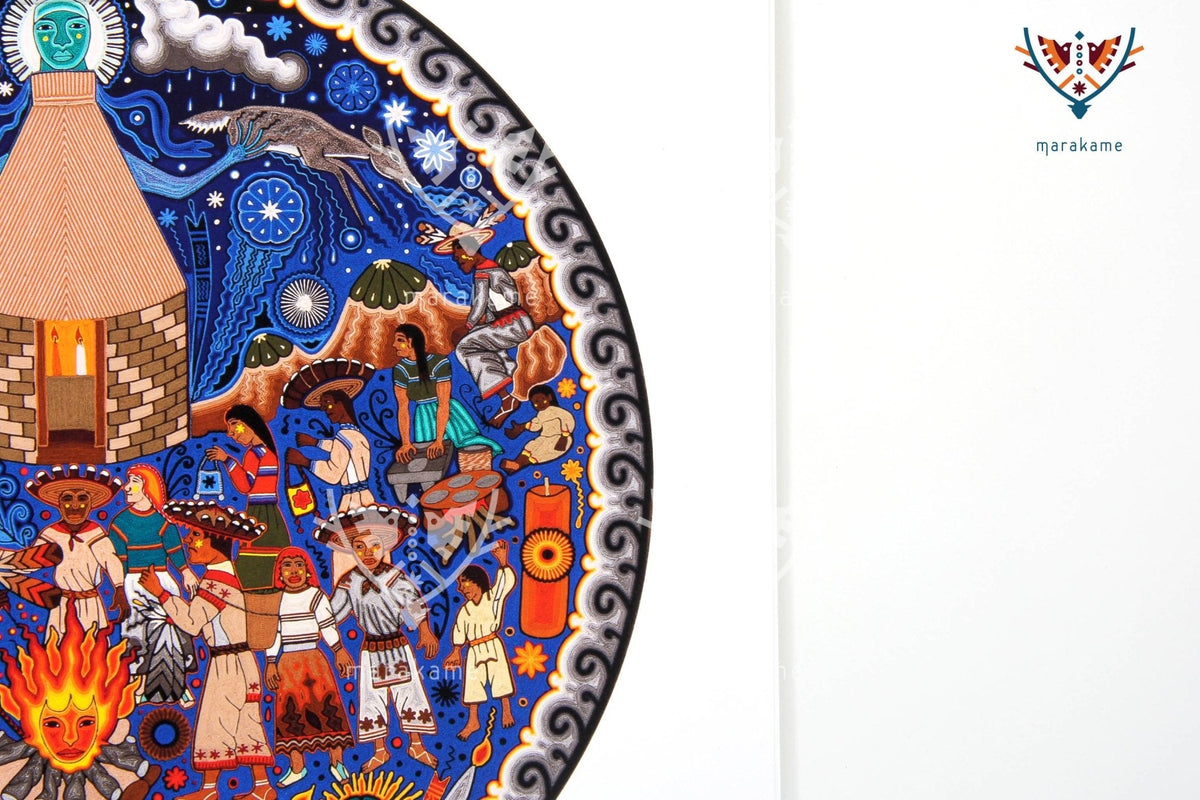 Hikuri Neixa - 30 x 30 cm. - 12 x 12 in. - Arte Huichol - Marakame