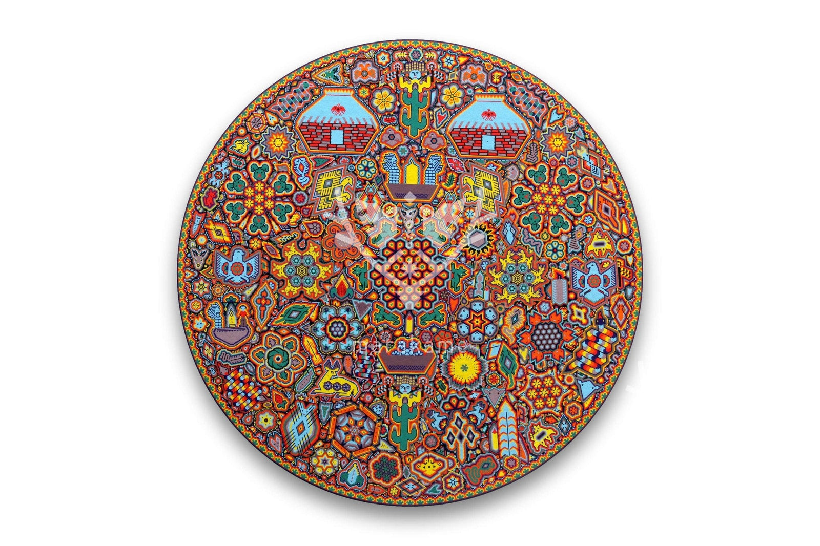 Nierika de Chaquira Círculo Huichol - Calihuey - 120 cm. - Arte Huichol - Marakame