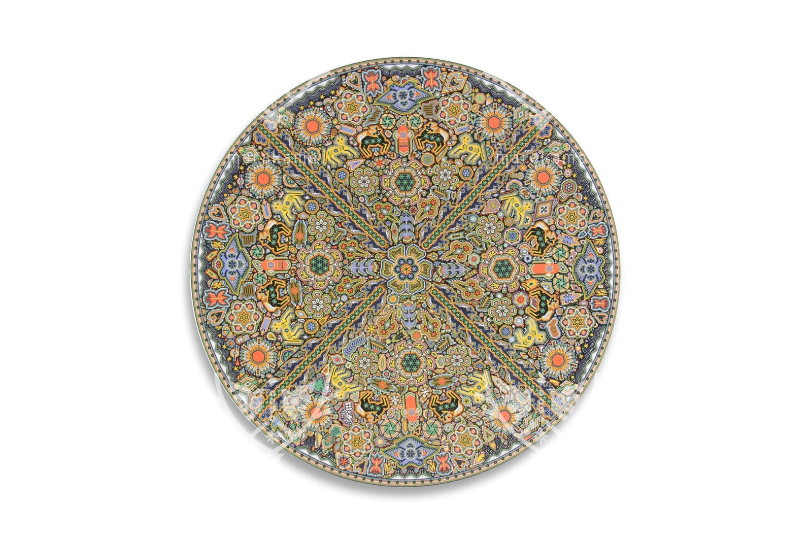 Nierika de Chaquira Círculo Huichol - Kauyumarie, lugar sagrado - 120 cm. - Arte Huichol - Marakame