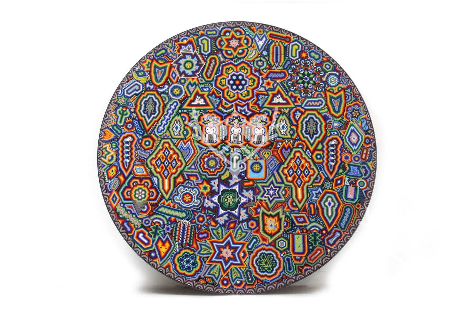 Nierika de Chaquira Circulo Huichol - Los tres Marakate - 120 cm. - Arte Huichol - Marakame
