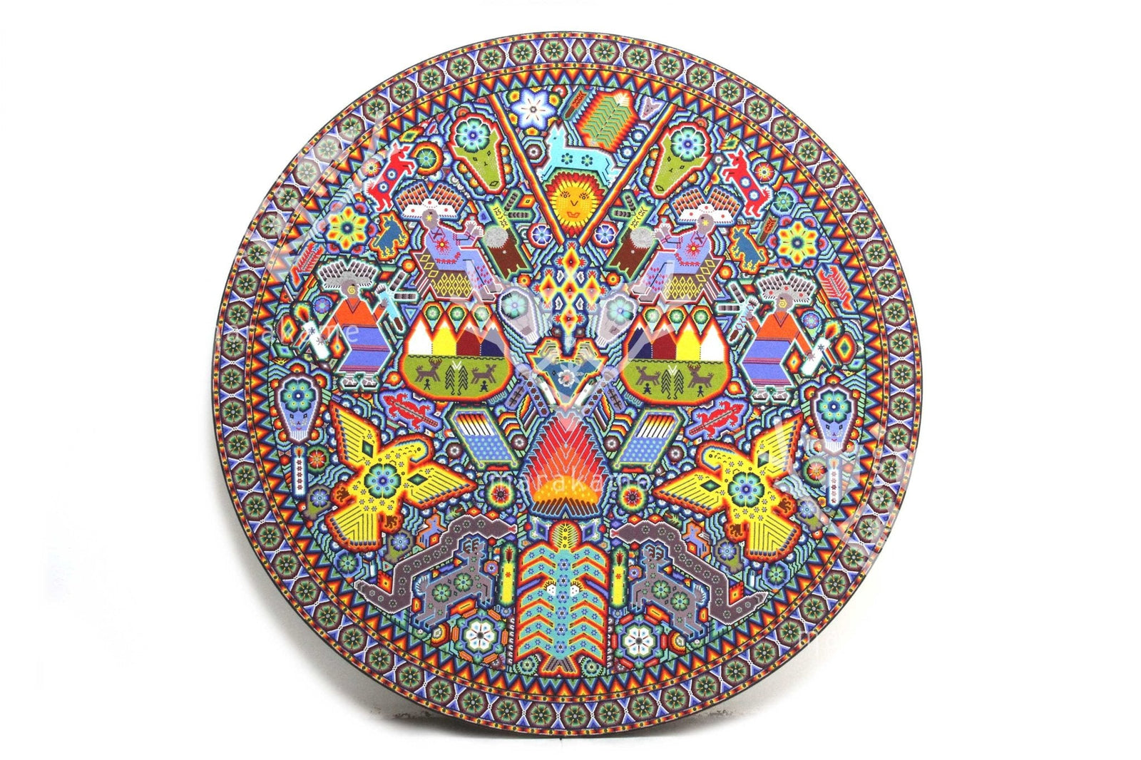 Nierika de Chaquira Círculo Huichol - Mawaxira - 120 cm. - Arte Huichol - Marakame