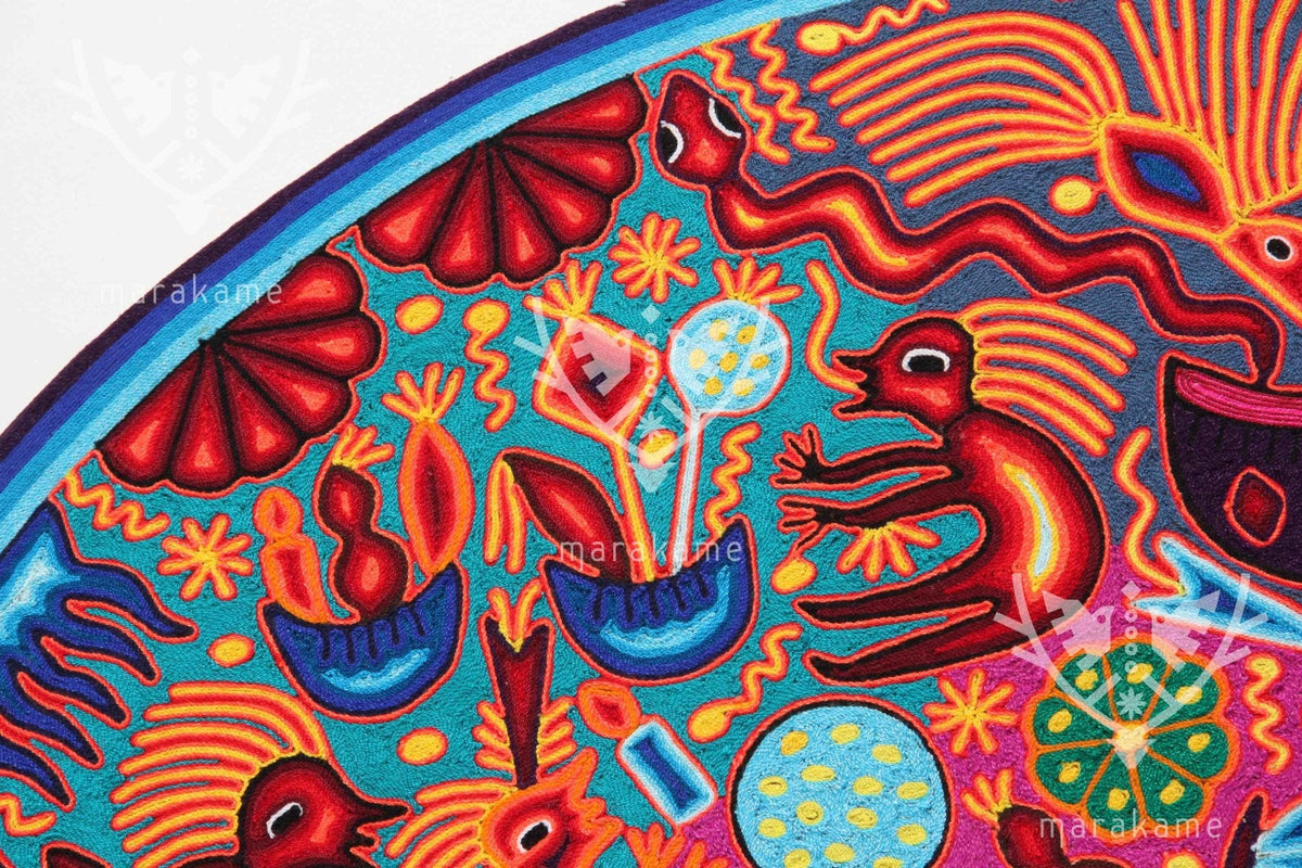 Nierika de Chaquira Circulo Huichol - Tutu huyeyari - 120 cm. - Arte Huichol - Marakame