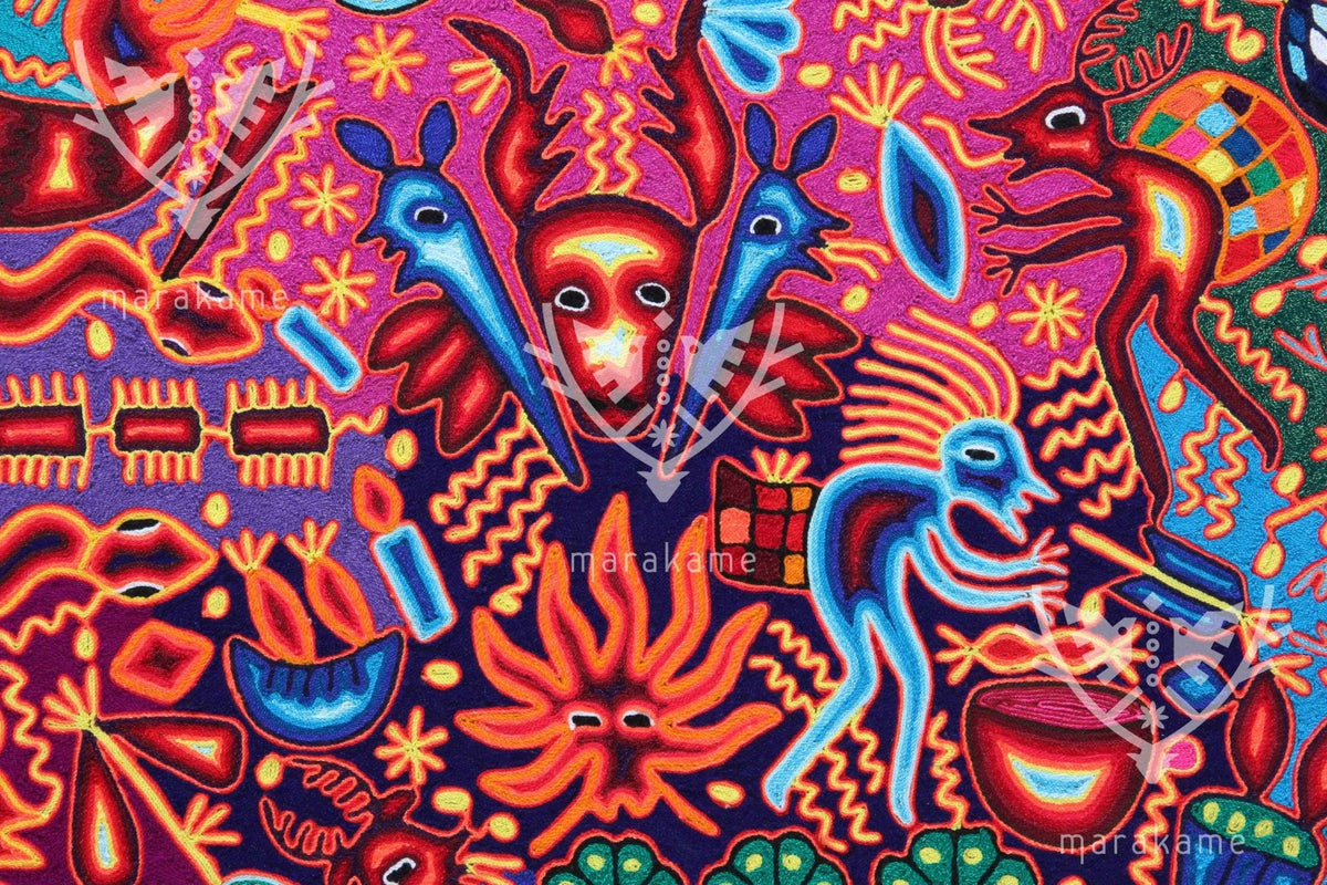 Nierika de Chaquira Circulo Huichol - Tutu huyeyari - 120 cm. - Arte Huichol - Marakame