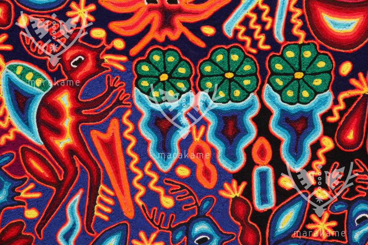 Nierika de Chaquira Circulo Huichol - Tutu huyeyari - 120 cm. - Arte Huichol - Marakame