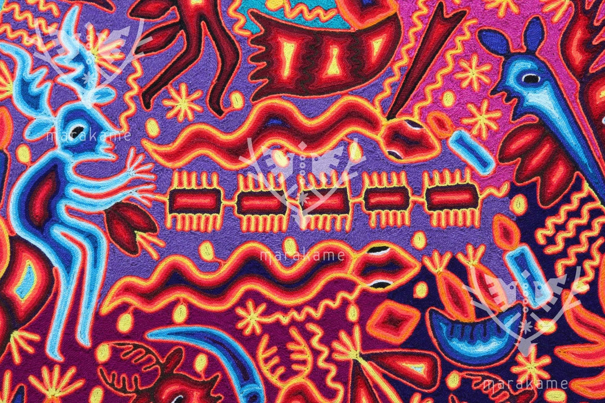 Nierika de Chaquira Circulo Huichol - Tutu huyeyari - 120 cm. - Arte Huichol - Marakame