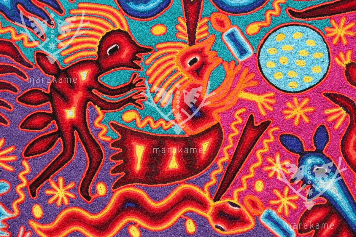 Nierika de Chaquira Circulo Huichol - Tutu huyeyari - 120 cm. - Arte Huichol - Marakame