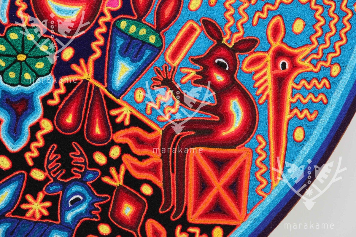 Nierika de Chaquira Circulo Huichol - Tutu huyeyari - 120 cm. - Arte Huichol - Marakame