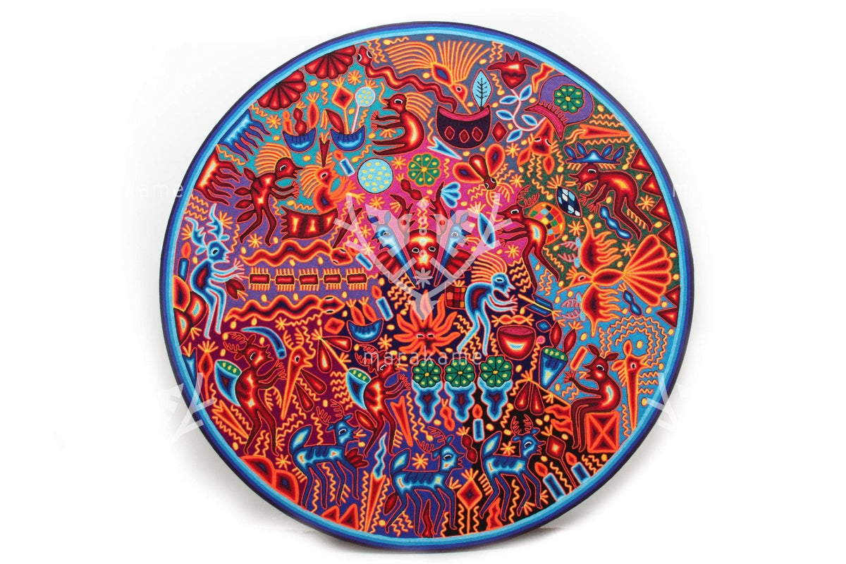 Nierika de Chaquira Circulo Huichol - Tutu huyeyari - 120 cm. - Arte Huichol - Marakame