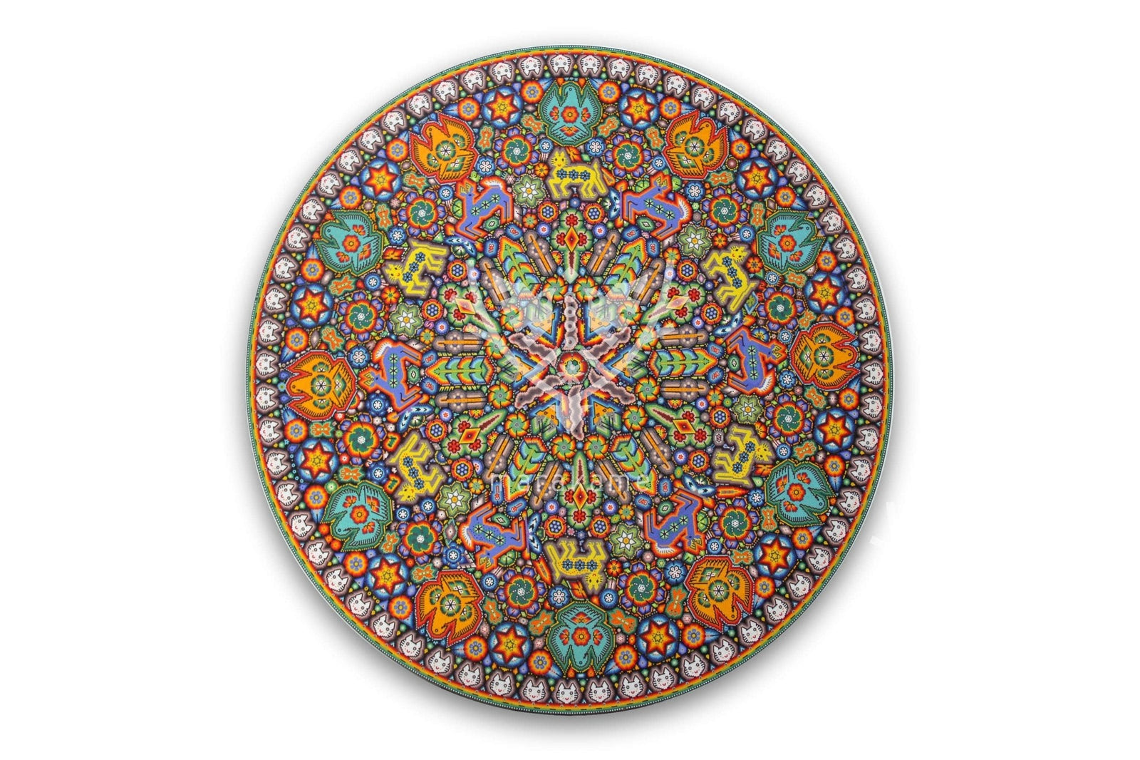 Nierika de Chaquira Círculo Huichol - Tuutú nierikayari - 120 cm. - Arte Huichol - Marakame