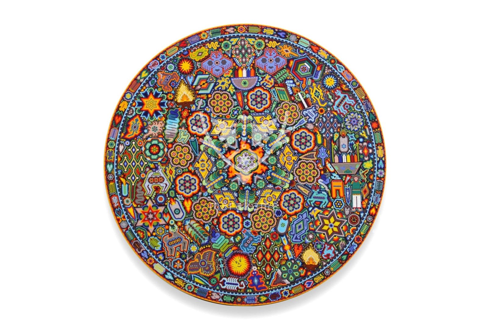 Nierika de Chaquira Círculo Huichol - Wirikuta - 120 cm. - Arte Huichol - Marakame