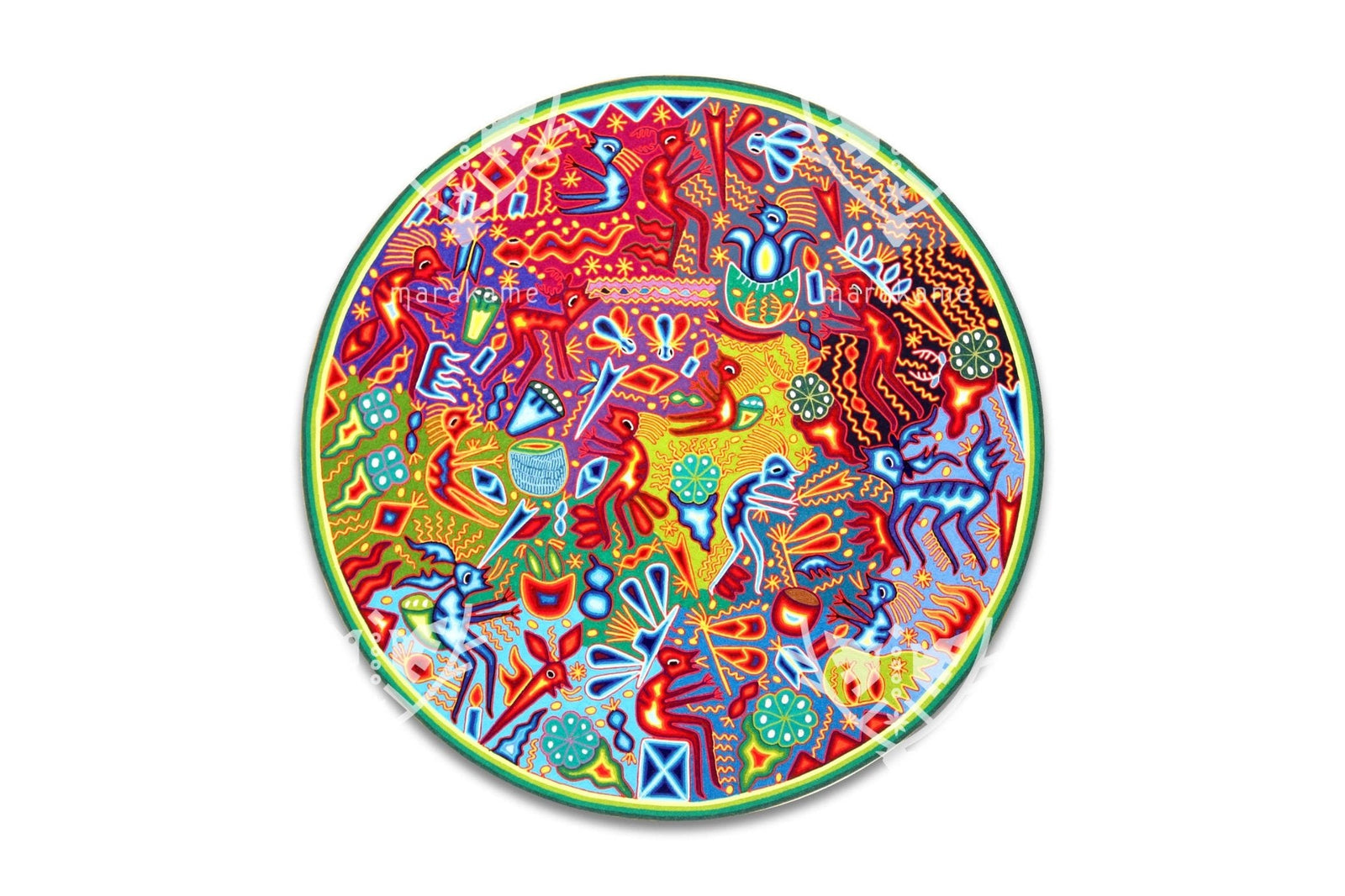 Nierika de Estambre Círculo Huichol - Kieri teiwari - 120 cm. - Arte Huichol - Marakame