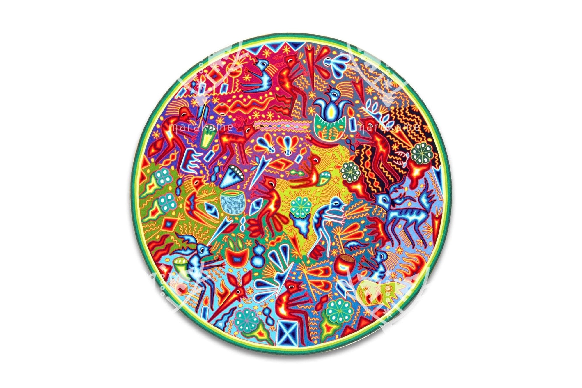 Nierika de Estambre Círculo Huichol - Kieri teiwari - 120 cm. - Arte Huichol - Marakame