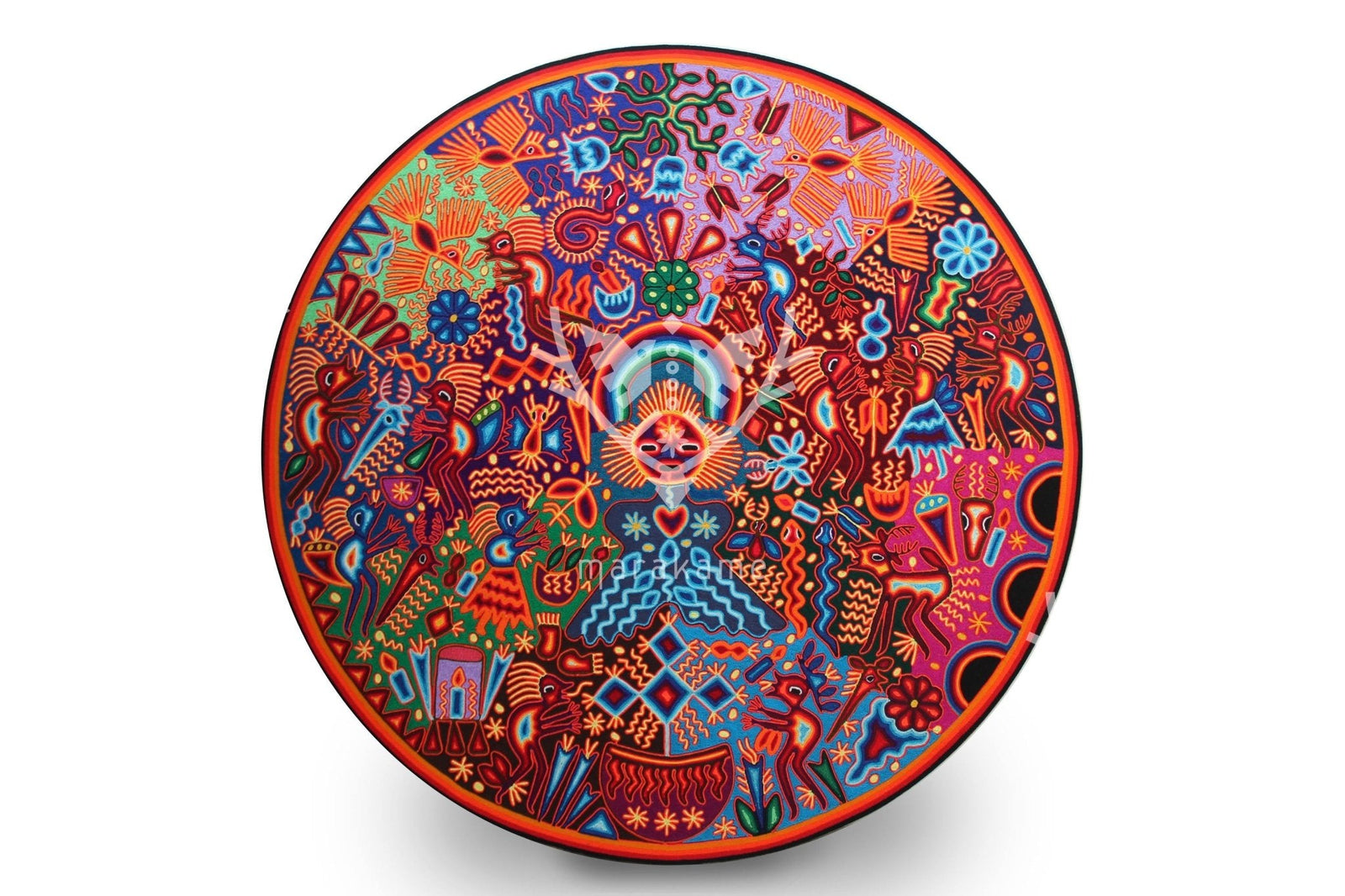 Nierika de Estambre Círculo Huichol - Nakawé - 120 cm. - Arte Huichol - Marakame