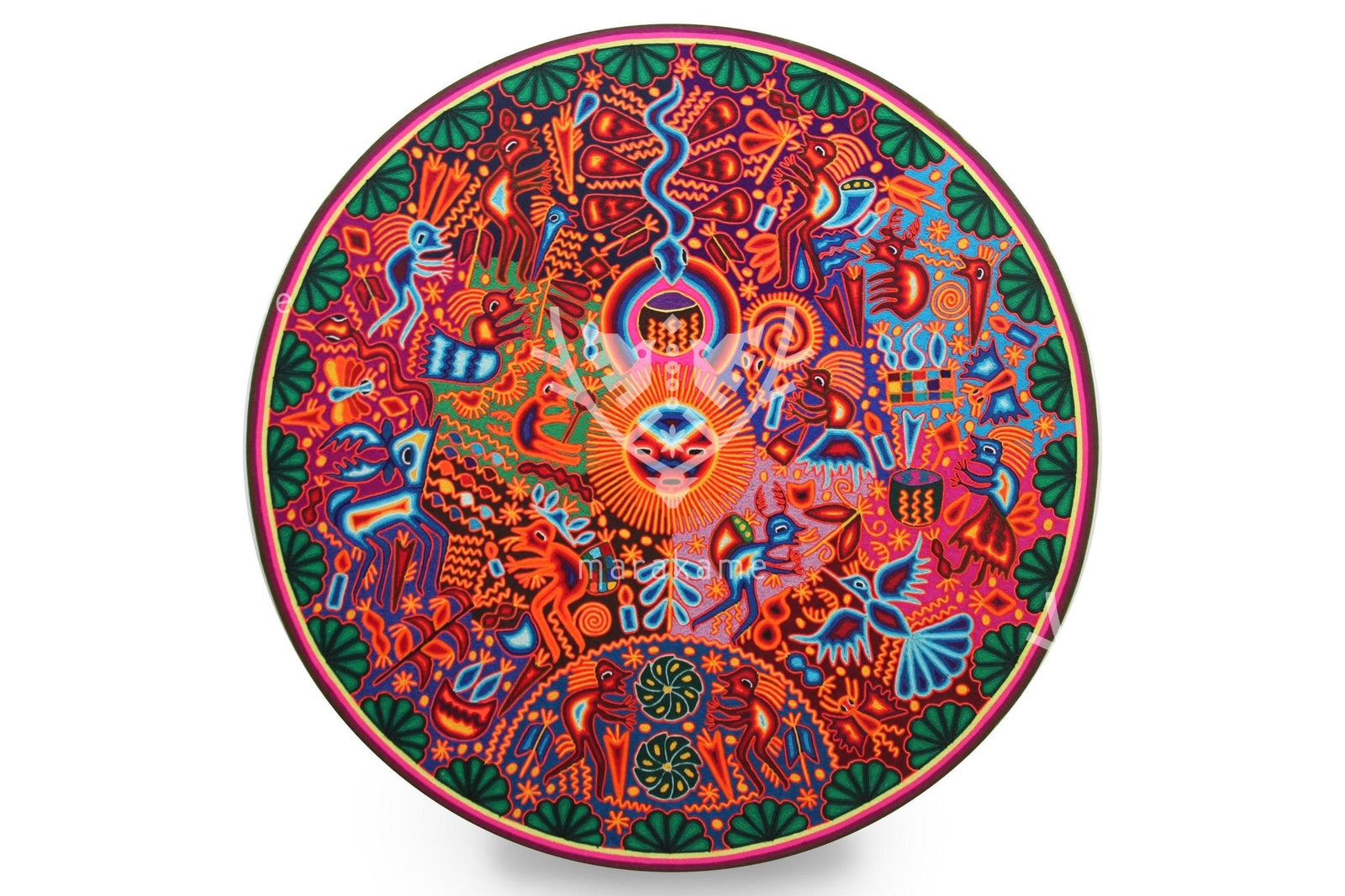 Nierika de Estambre Círculo Huichol - Tau - 120 cm. - Arte Huichol - Marakame