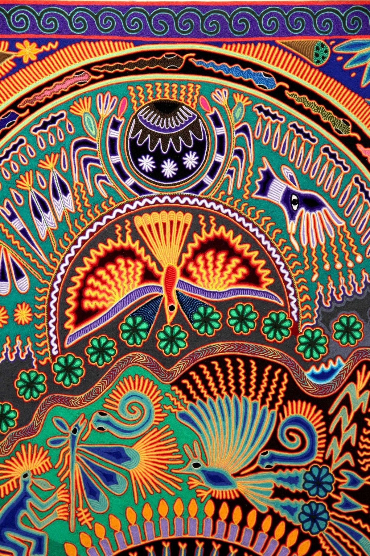Nierika de Estambre Cuadro Huichol - Marakame - 244 x 122 cm. - Arte Huichol - Marakame
