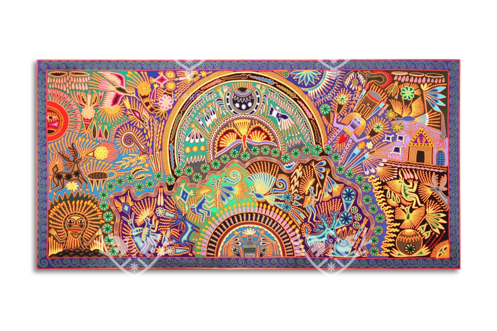 Nierika de Estambre Cuadro Huichol - Marakame - 244 x 122 cm. - Arte Huichol - Marakame