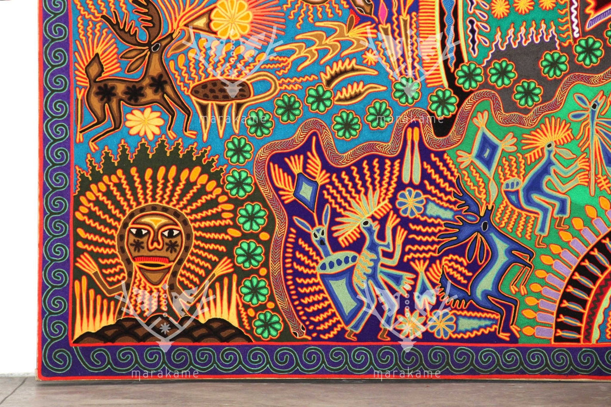Nierika de Estambre Cuadro Huichol - Marakame - 244 x 122 cm. - Arte Huichol - Marakame