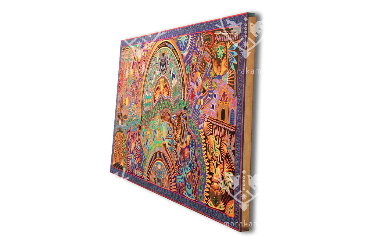 Nierika de Estambre Cuadro Huichol - Marakame - 244 x 122 cm. - Arte Huichol - Marakame