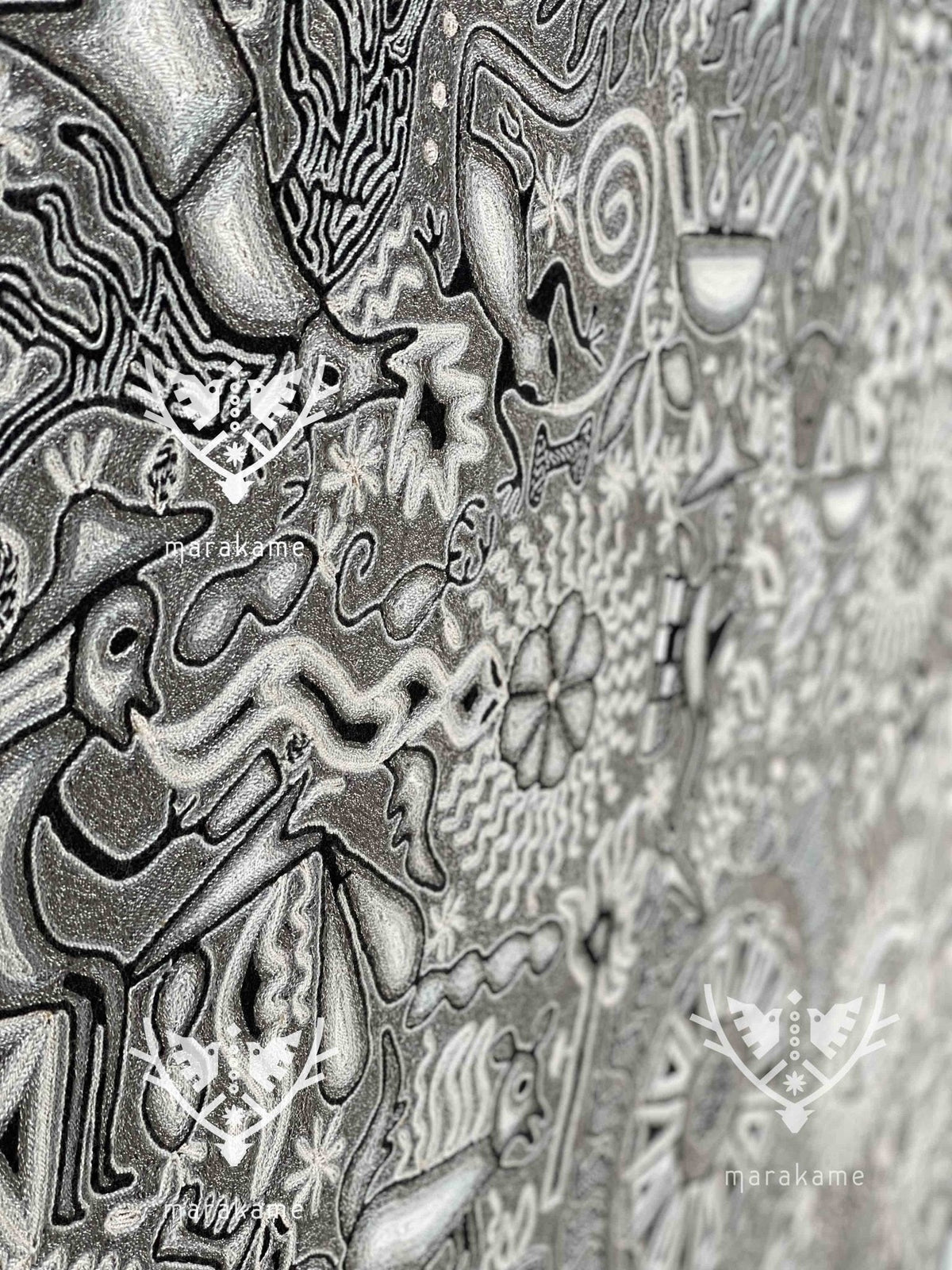 Nierika de Estambre Cuadro Huichol - Nierikate - 120 x 120 cm. - Arte Huichol - Marakame