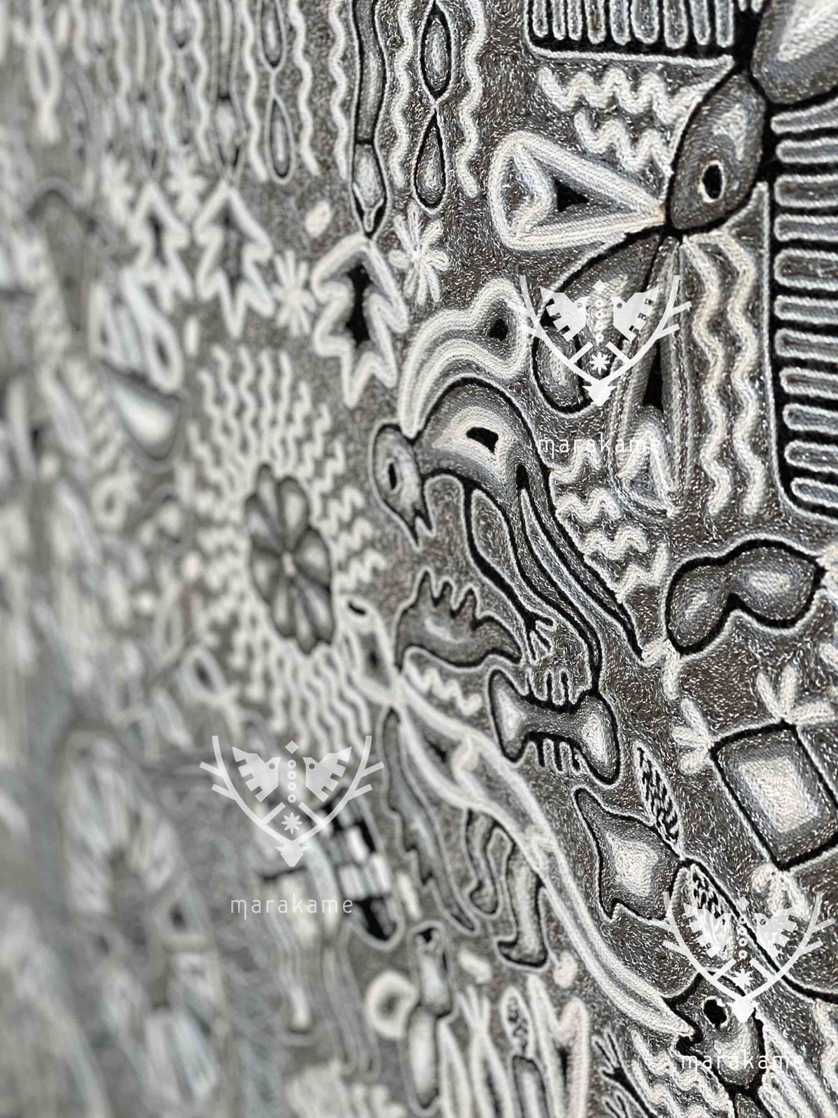 Nierika de Estambre Cuadro Huichol - Nierikate - 120 x 120 cm. - Arte Huichol - Marakame