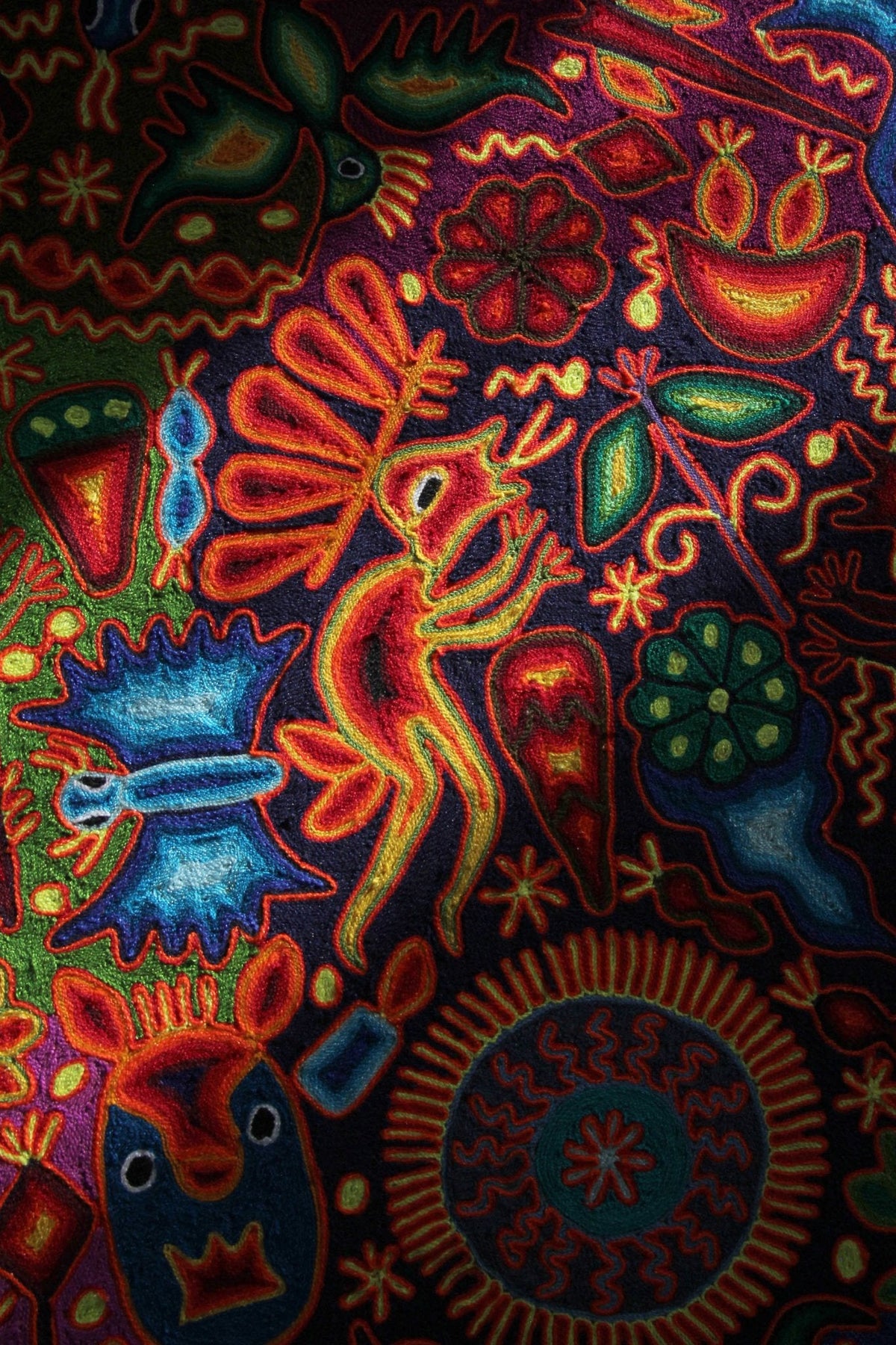 Nierika de Estambre Cuadro Huichol - Tatéi Neixa - 200 x 200 cm. - Arte Huichol - Marakame