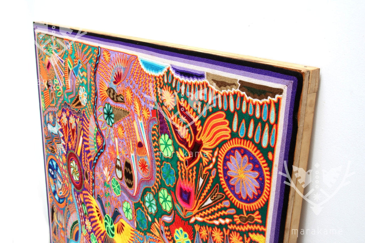 Nierika de Estambre Cuadro Huichol - Tatéi werika wimari - El águila bicéfala - 120 cm. - Arte Huichol - Marakame
