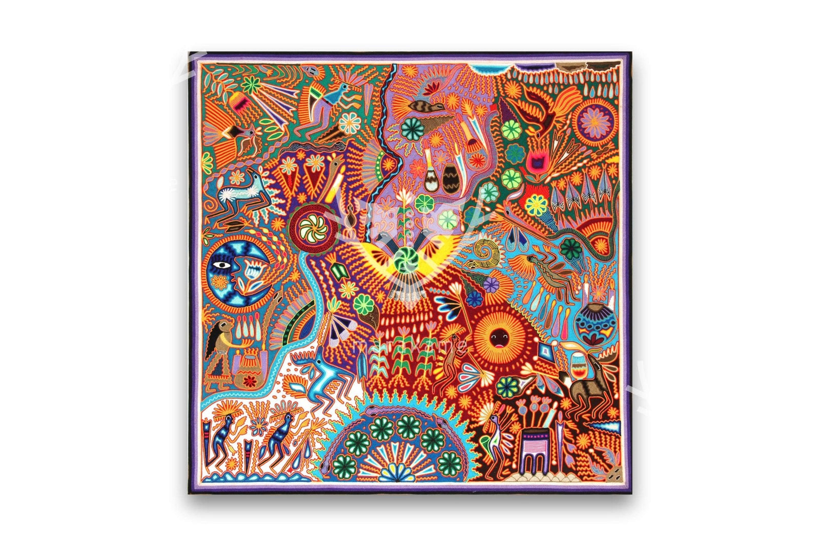 Nierika de Estambre Cuadro Huichol - Tatéi werika wimari - El águila bicéfala - 120 cm. - Arte Huichol - Marakame