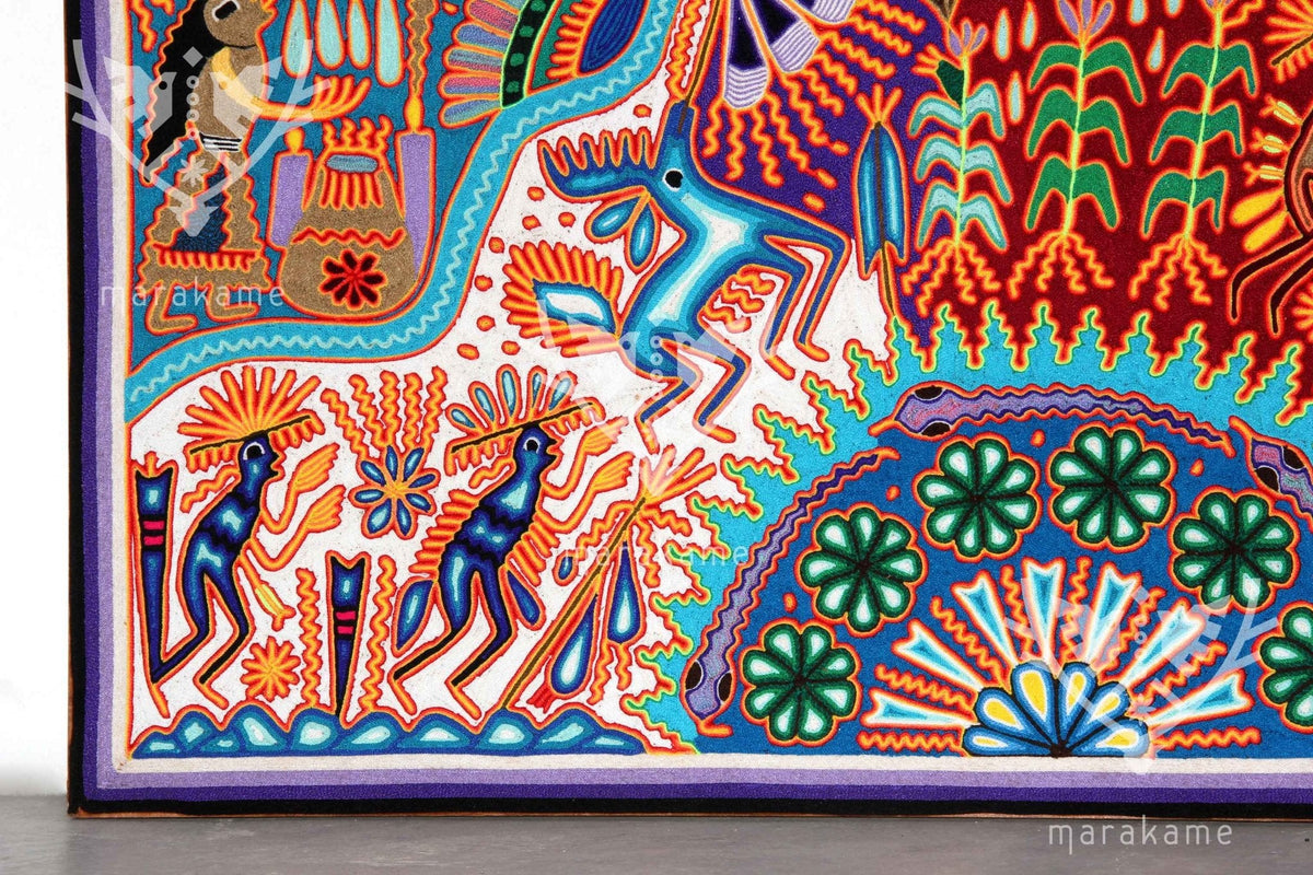 Nierika de Estambre Cuadro Huichol - Tatéi werika wimari - El águila bicéfala - 120 cm. - Arte Huichol - Marakame