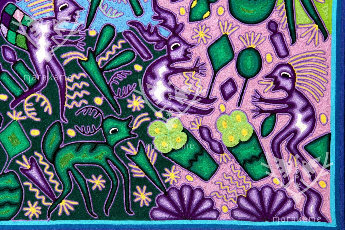 Nierika de Estambre Cuadro Huichol - Tawexika - 120 x 120 cm. - Arte Huichol - Marakame